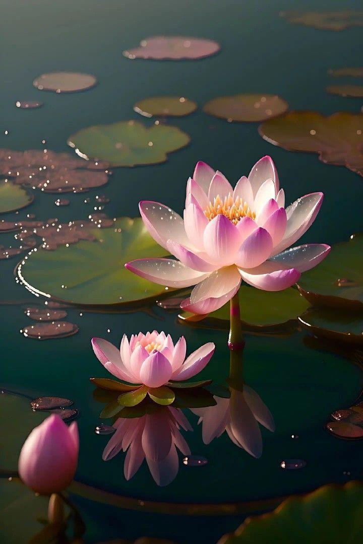 Serenity Cascade: Tranquil Floral Waterfall